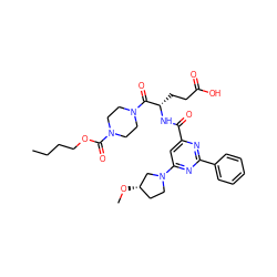 CCCCOC(=O)N1CCN(C(=O)[C@H](CCC(=O)O)NC(=O)c2cc(N3CC[C@H](OC)C3)nc(-c3ccccc3)n2)CC1 ZINC000202352080