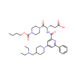 CCCCOC(=O)N1CCN(C(=O)[C@H](CCC(=O)O)NC(=O)c2cc(N3CCC(CN(CC)CC)CC3)cc(-c3ccccc3)n2)CC1 ZINC000049746065