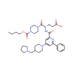 CCCCOC(=O)N1CCN(C(=O)[C@H](CCC(=O)O)NC(=O)c2cc(N3CCC(CN4CCCC4)CC3)cc(-c3ccccc3)n2)CC1 ZINC000049762698