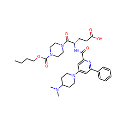 CCCCOC(=O)N1CCN(C(=O)[C@H](CCC(=O)O)NC(=O)c2cc(N3CCC(N(C)C)CC3)cc(-c3ccccc3)n2)CC1 ZINC000049756047