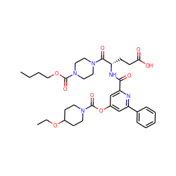 CCCCOC(=O)N1CCN(C(=O)[C@H](CCC(=O)O)NC(=O)c2cc(OC(=O)N3CCC(OCC)CC3)cc(-c3ccccc3)n2)CC1 ZINC000049756401