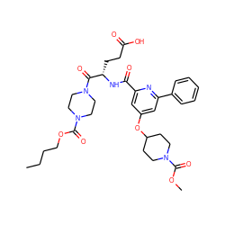 CCCCOC(=O)N1CCN(C(=O)[C@H](CCC(=O)O)NC(=O)c2cc(OC3CCN(C(=O)OC)CC3)cc(-c3ccccc3)n2)CC1 ZINC000049710246