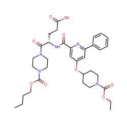 CCCCOC(=O)N1CCN(C(=O)[C@H](CCC(=O)O)NC(=O)c2cc(OC3CCN(C(=O)OCC)CC3)cc(-c3ccccc3)n2)CC1 ZINC000049711070