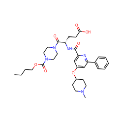 CCCCOC(=O)N1CCN(C(=O)[C@H](CCC(=O)O)NC(=O)c2cc(OC3CCN(C)CC3)cc(-c3ccccc3)n2)CC1 ZINC000049711195