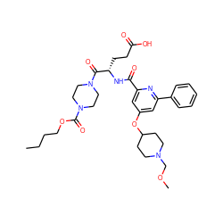 CCCCOC(=O)N1CCN(C(=O)[C@H](CCC(=O)O)NC(=O)c2cc(OC3CCN(COC)CC3)cc(-c3ccccc3)n2)CC1 ZINC000049710985