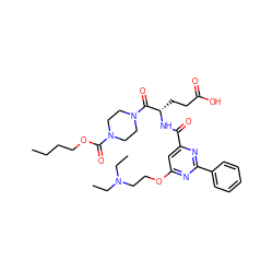 CCCCOC(=O)N1CCN(C(=O)[C@H](CCC(=O)O)NC(=O)c2cc(OCCN(CC)CC)nc(-c3ccccc3)n2)CC1 ZINC000049678892