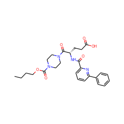 CCCCOC(=O)N1CCN(C(=O)[C@H](CCC(=O)O)NC(=O)c2cccc(-c3ccccc3)n2)CC1 ZINC000043018287