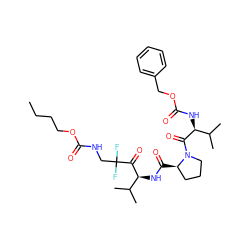 CCCCOC(=O)NCC(F)(F)C(=O)[C@@H](NC(=O)[C@@H]1CCCN1C(=O)[C@@H](NC(=O)OCc1ccccc1)C(C)C)C(C)C ZINC000026937251