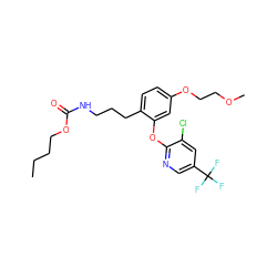 CCCCOC(=O)NCCCc1ccc(OCCOC)cc1Oc1ncc(C(F)(F)F)cc1Cl ZINC000084603963