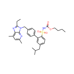 CCCCOC(=O)NS(=O)(=O)c1ccc(CC(C)C)cc1-c1ccc(Cn2c(CC)nc3c(C)cc(C)nc32)cc1 ZINC000029328820