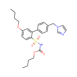 CCCCOC(=O)NS(=O)(=O)c1ccc(OCCCC)cc1-c1ccc(Cn2ccnc2)cc1 ZINC000036176306