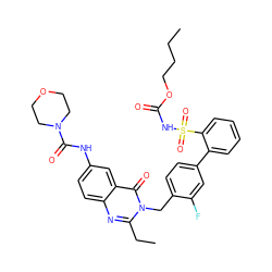 CCCCOC(=O)NS(=O)(=O)c1ccccc1-c1ccc(Cn2c(CC)nc3ccc(NC(=O)N4CCOCC4)cc3c2=O)c(F)c1 ZINC000026391912