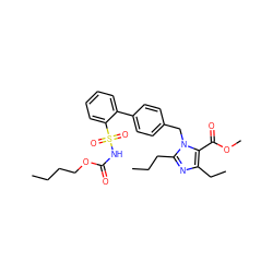 CCCCOC(=O)NS(=O)(=O)c1ccccc1-c1ccc(Cn2c(CCC)nc(CC)c2C(=O)OC)cc1 ZINC000026151061