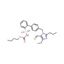 CCCCOC(=O)NS(=O)(=O)c1ccccc1-c1ccc(Cn2c(CCC)nc(CC)c2C=O)cc1 ZINC000026160003