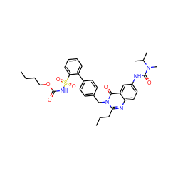 CCCCOC(=O)NS(=O)(=O)c1ccccc1-c1ccc(Cn2c(CCC)nc3ccc(NC(=O)N(C)C(C)C)cc3c2=O)cc1 ZINC000027989586