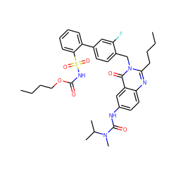 CCCCOC(=O)NS(=O)(=O)c1ccccc1-c1ccc(Cn2c(CCCC)nc3ccc(NC(=O)N(C)C(C)C)cc3c2=O)c(F)c1 ZINC000026404427