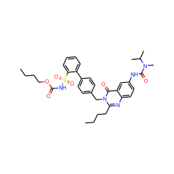 CCCCOC(=O)NS(=O)(=O)c1ccccc1-c1ccc(Cn2c(CCCC)nc3ccc(NC(=O)N(C)C(C)C)cc3c2=O)cc1 ZINC000003842995