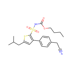 CCCCOC(=O)NS(=O)(=O)c1sc(CC(C)C)cc1-c1ccc(CC#N)cc1 ZINC000013585241