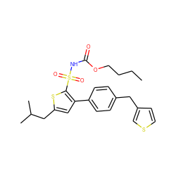 CCCCOC(=O)NS(=O)(=O)c1sc(CC(C)C)cc1-c1ccc(Cc2ccsc2)cc1 ZINC000049808513