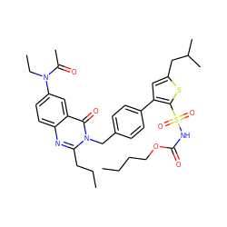 CCCCOC(=O)NS(=O)(=O)c1sc(CC(C)C)cc1-c1ccc(Cn2c(CCC)nc3ccc(N(CC)C(C)=O)cc3c2=O)cc1 ZINC000029331670