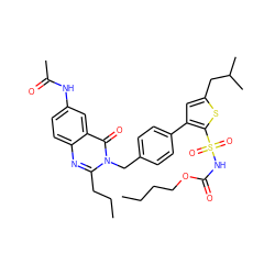 CCCCOC(=O)NS(=O)(=O)c1sc(CC(C)C)cc1-c1ccc(Cn2c(CCC)nc3ccc(NC(C)=O)cc3c2=O)cc1 ZINC000029330888