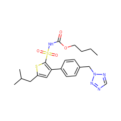 CCCCOC(=O)NS(=O)(=O)c1sc(CC(C)C)cc1-c1ccc(Cn2ncnn2)cc1 ZINC000001553881