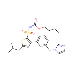 CCCCOC(=O)NS(=O)(=O)c1sc(CC(C)C)cc1-c1cccc(Cn2ccnc2)c1 ZINC000084742236