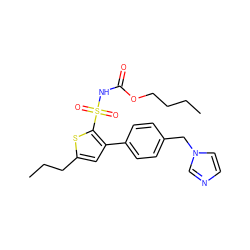 CCCCOC(=O)NS(=O)(=O)c1sc(CCC)cc1-c1ccc(Cn2ccnc2)cc1 ZINC000036176315