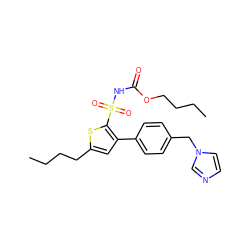 CCCCOC(=O)NS(=O)(=O)c1sc(CCCC)cc1-c1ccc(Cn2ccnc2)cc1 ZINC000003948026