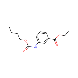 CCCCOC(=O)Nc1cccc(C(=O)OCC)c1 ZINC000001770656