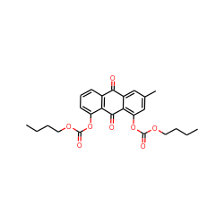 CCCCOC(=O)Oc1cccc2c1C(=O)c1c(OC(=O)OCCCC)cc(C)cc1C2=O ZINC000013454770