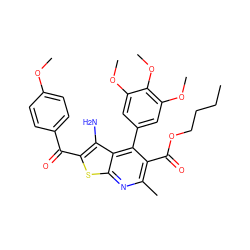 CCCCOC(=O)c1c(C)nc2sc(C(=O)c3ccc(OC)cc3)c(N)c2c1-c1cc(OC)c(OC)c(OC)c1 ZINC000299835182