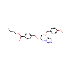 CCCCOC(=O)c1ccc(CO[C@@H](COCc2ccc(OC)cc2)Cn2ccnc2)cc1 ZINC000029336231