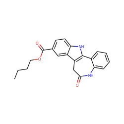 CCCCOC(=O)c1ccc2[nH]c3c(c2c1)CC(=O)Nc1ccccc1-3 ZINC000045245313