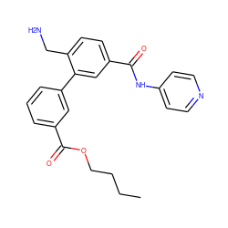 CCCCOC(=O)c1cccc(-c2cc(C(=O)Nc3ccncc3)ccc2CN)c1 ZINC000096286478