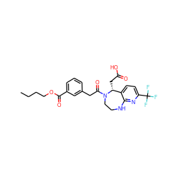 CCCCOC(=O)c1cccc(CC(=O)N2CCNc3nc(C(F)(F)F)ccc3[C@H]2CC(=O)O)c1 ZINC000299840144