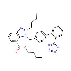 CCCCOC(=O)c1cccc2nc(CCCC)n(Cc3ccc(-c4ccccc4-c4nnn[nH]4)cc3)c12 ZINC000013828058