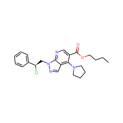 CCCCOC(=O)c1cnc2c(cnn2C[C@@H](Cl)c2ccccc2)c1N1CCCC1 ZINC000013675545