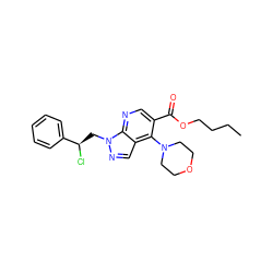 CCCCOC(=O)c1cnc2c(cnn2C[C@@H](Cl)c2ccccc2)c1N1CCOCC1 ZINC000013675549