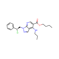 CCCCOC(=O)c1cnc2c(cnn2C[C@@H](Cl)c2ccccc2)c1NCCC ZINC000013675541