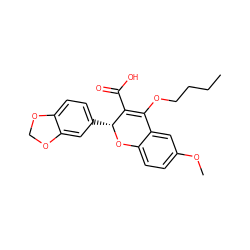 CCCCOC1=C(C(=O)O)[C@@H](c2ccc3c(c2)OCO3)Oc2ccc(OC)cc21 ZINC000013473361