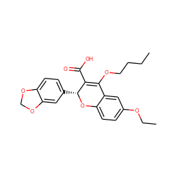 CCCCOC1=C(C(=O)O)[C@@H](c2ccc3c(c2)OCO3)Oc2ccc(OCC)cc21 ZINC000013473363