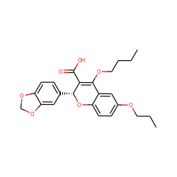 CCCCOC1=C(C(=O)O)[C@@H](c2ccc3c(c2)OCO3)Oc2ccc(OCCC)cc21 ZINC000013473365