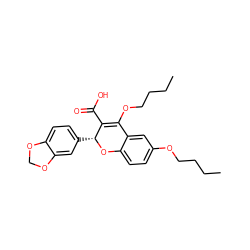 CCCCOC1=C(C(=O)O)[C@@H](c2ccc3c(c2)OCO3)Oc2ccc(OCCCC)cc21 ZINC000013473369