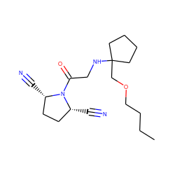 CCCCOCC1(NCC(=O)N2[C@H](C#N)CC[C@@H]2C#N)CCCC1 ZINC000013687450