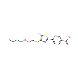 CCCCOCCOc1nc(-c2ccc(C(=O)O)cc2)sc1C ZINC000034807154