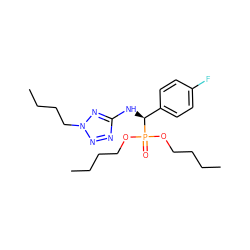 CCCCOP(=O)(OCCCC)[C@@H](Nc1nnn(CCCC)n1)c1ccc(F)cc1 ZINC000008691555