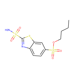 CCCCOS(=O)(=O)c1ccc2nc(S(N)(=O)=O)sc2c1 ZINC000026502657