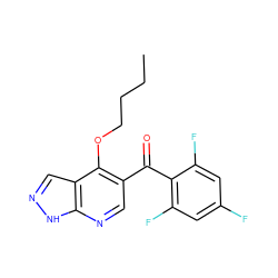 CCCCOc1c(C(=O)c2c(F)cc(F)cc2F)cnc2[nH]ncc12 ZINC000003922890