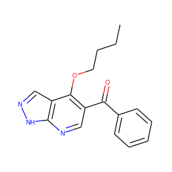 CCCCOc1c(C(=O)c2ccccc2)cnc2[nH]ncc12 ZINC000003948303